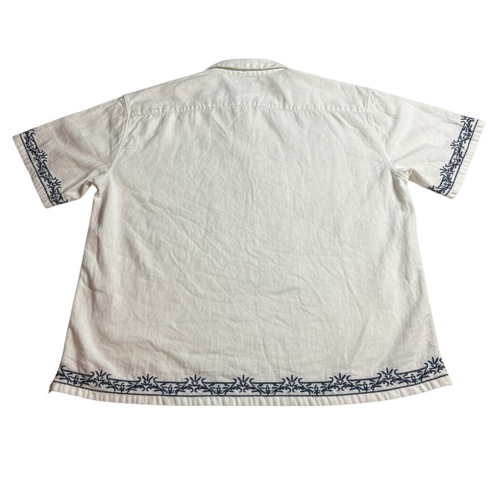 Abercrombie & Fitch XL Cream Capri Italy Embroidered Linen Blend Camp Collar - Picture 4 of 8